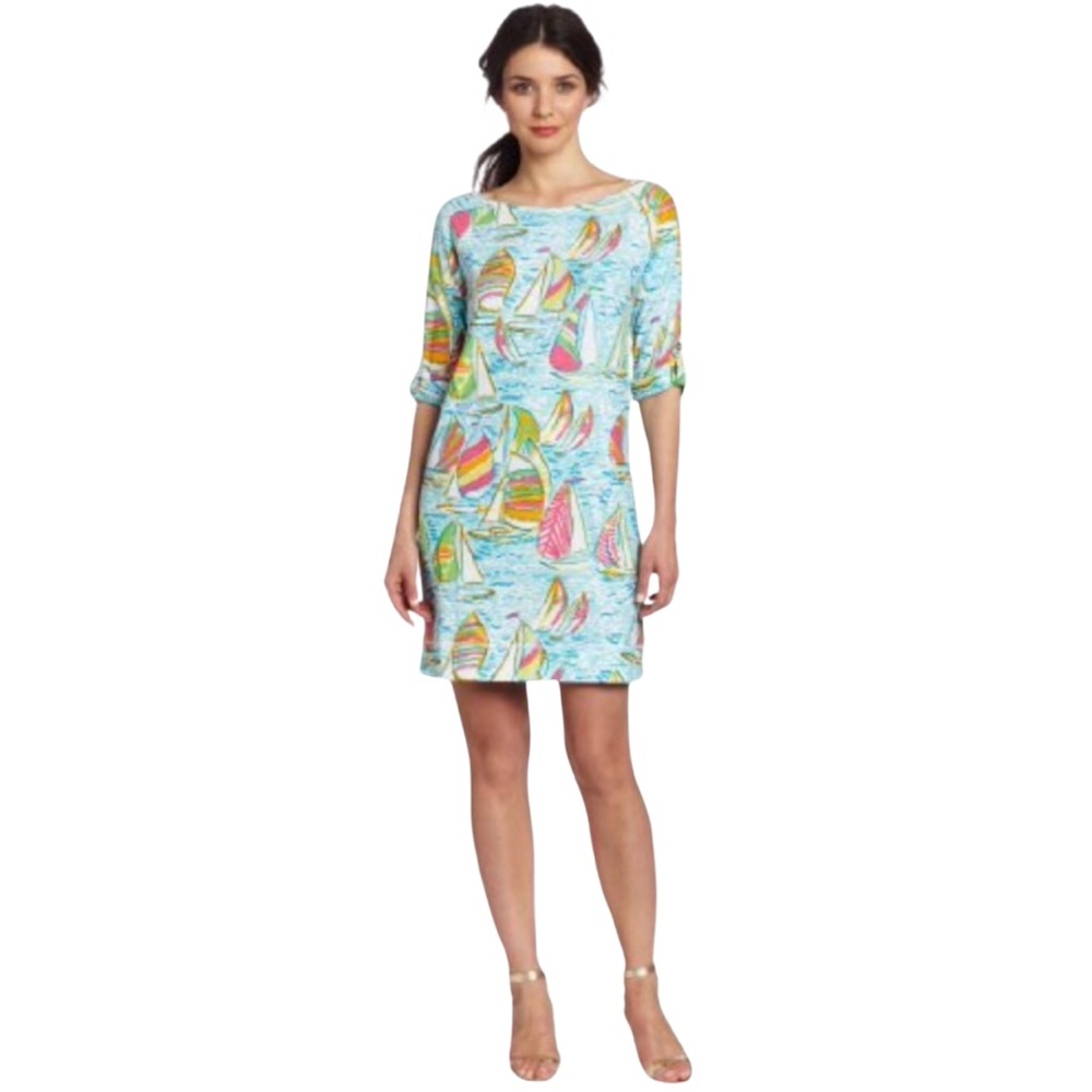 Lilly Pulitzer Colorful Sailboat Print U Gotta Regatta Dress Size Small - Picture 2 of 9